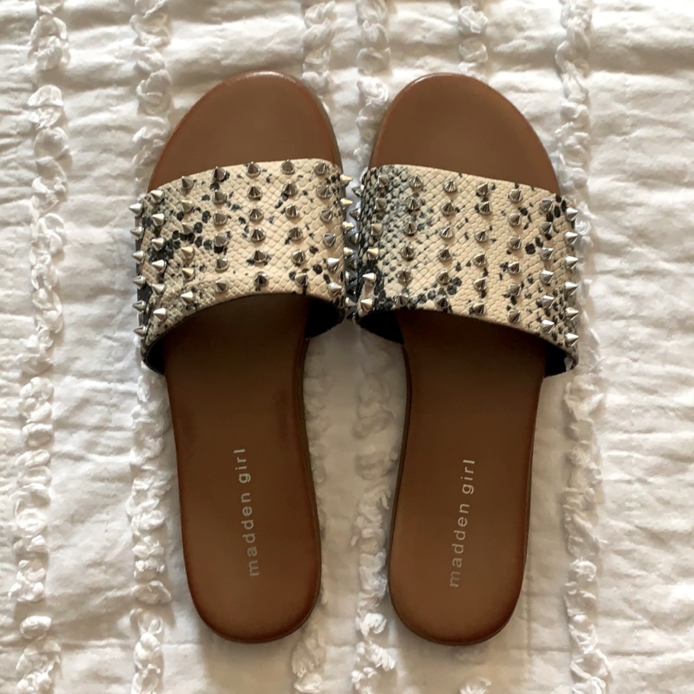 Steve Madden Studded Snake Print Sandals